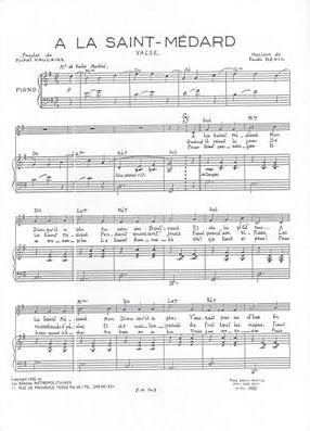 A la Saint-Mdart (Valse) - Musique de Rudi Revil
Paroles de Michel Vaucaire
(Chanson interprte par Les Frres Jacques)