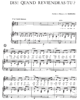 Dis ! Quand Reviendras-tu ?
(Paroles et Musique de Barbara)