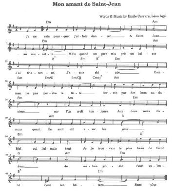 Mon Amant de Saint-Jean
(Musique de Émile Carrara
Paroles de Léon Agel)