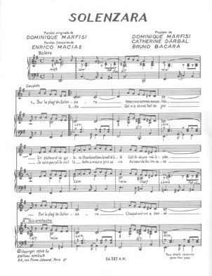 Solenzara
Musique de Dominique Marfisi
Catherine Darbal et Bruno Bacara
Paroles originales
de Dominique Marfisi
Paroles franaises
de Enrico Macias